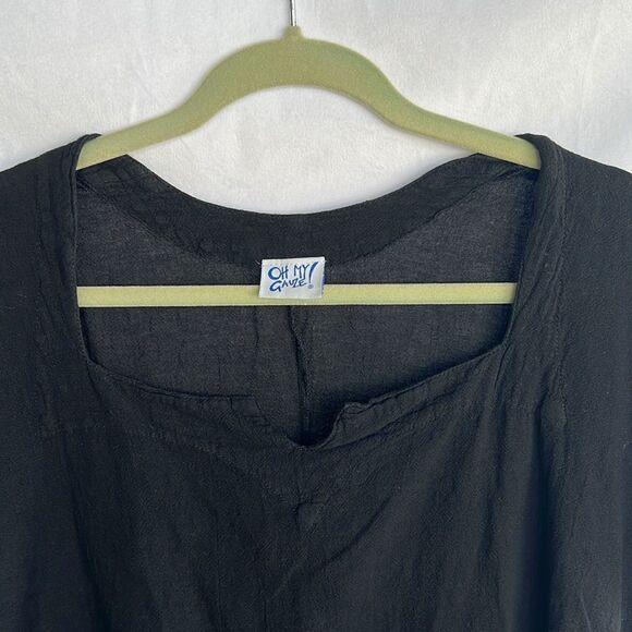 Oh My Gauze Black Top Square Neck Detail Size 1 S/M - Picture 3 of 7